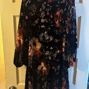 Calvin Klein Multicolor Floral Long Sleeve Dress
